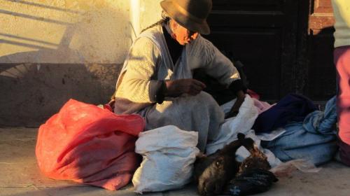 The 'on-footpath' butcher in Uyuni