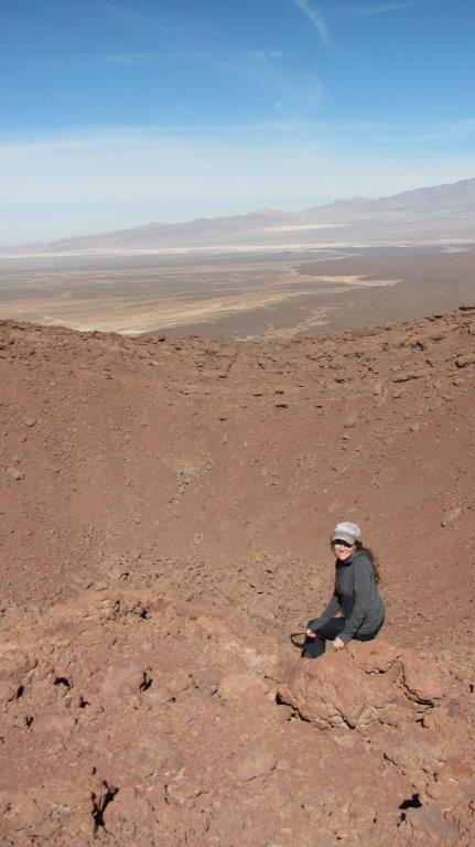 Christine on the edge of the volcanoes crater